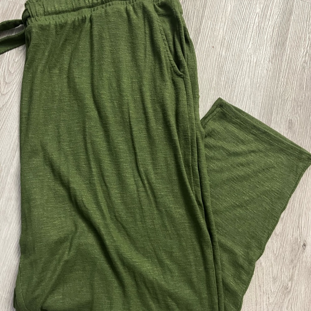 242–Eloquii Green Wide-Leg Lounge Pants